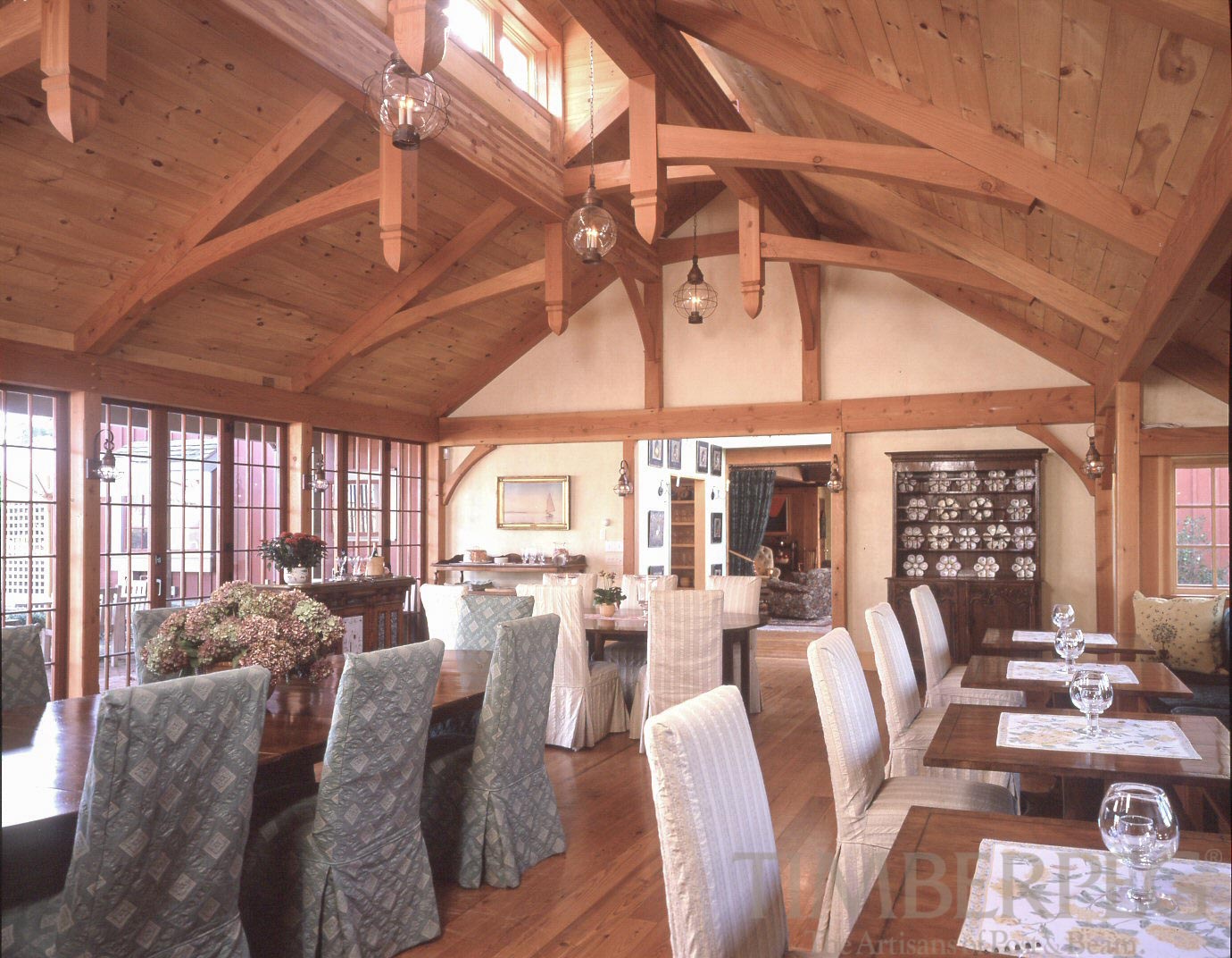 Westmoor Farms (4439) interior with timber frame ceiling