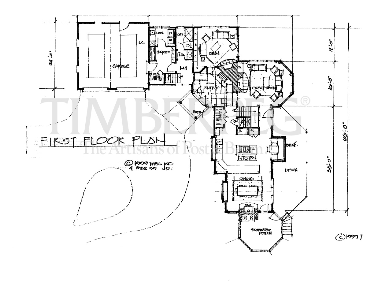 Hand drawn floor plan of first floor of 4624 Berkshires Mountain Home