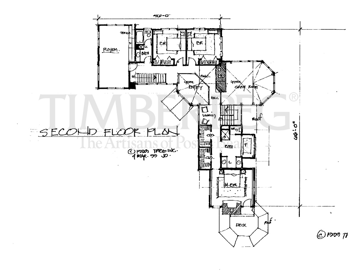 Hand drawn floor plan of second floor of 4624 Berkshires Mountain Home