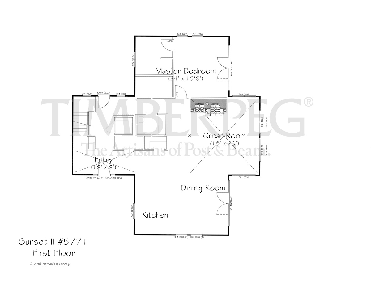 Sunset II floor plan for first level