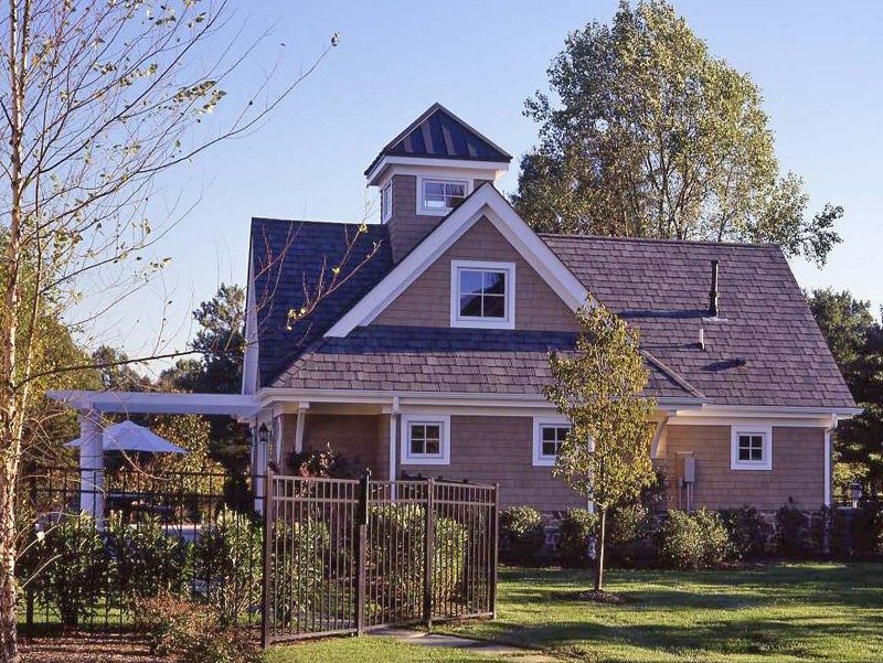 Farmingdale Guest Pool House (5676) exterior view of pool house with cupola