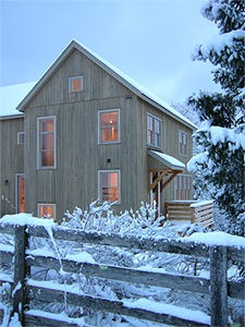 post and beam barn home front entrance, Candlewood Barn home