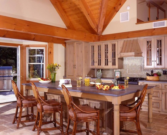 Post and Beam Kitchen in Farmingdale Guest Pool House (5676)