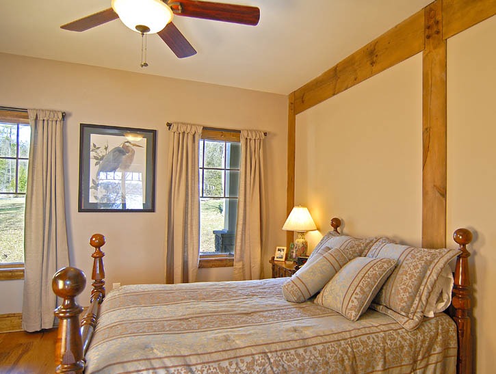 post and beam barn home bedroom