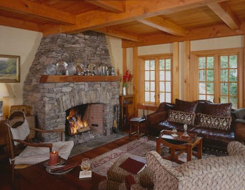 Timber Frame Living Room | Vermont Timber Frame Home