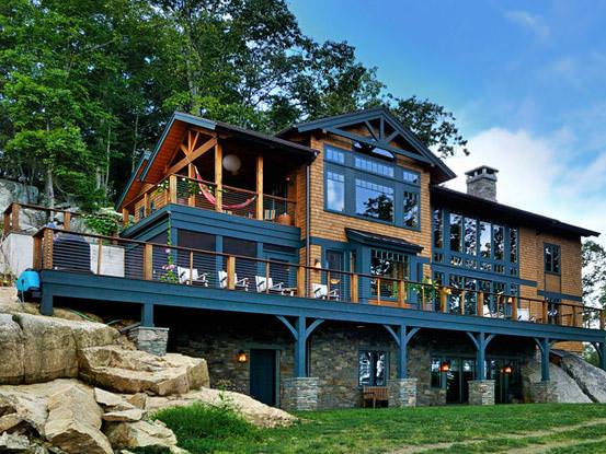 Split Rock (T00436) view of back deck on home built into sloped lot