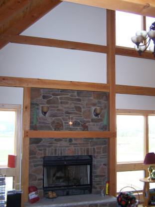 Cortland, NY (T00015/6047) great room with stone fireplace
