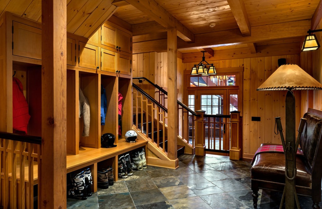 Loon Mountain Ski Home mudroom with ski lockers/ski boot storage