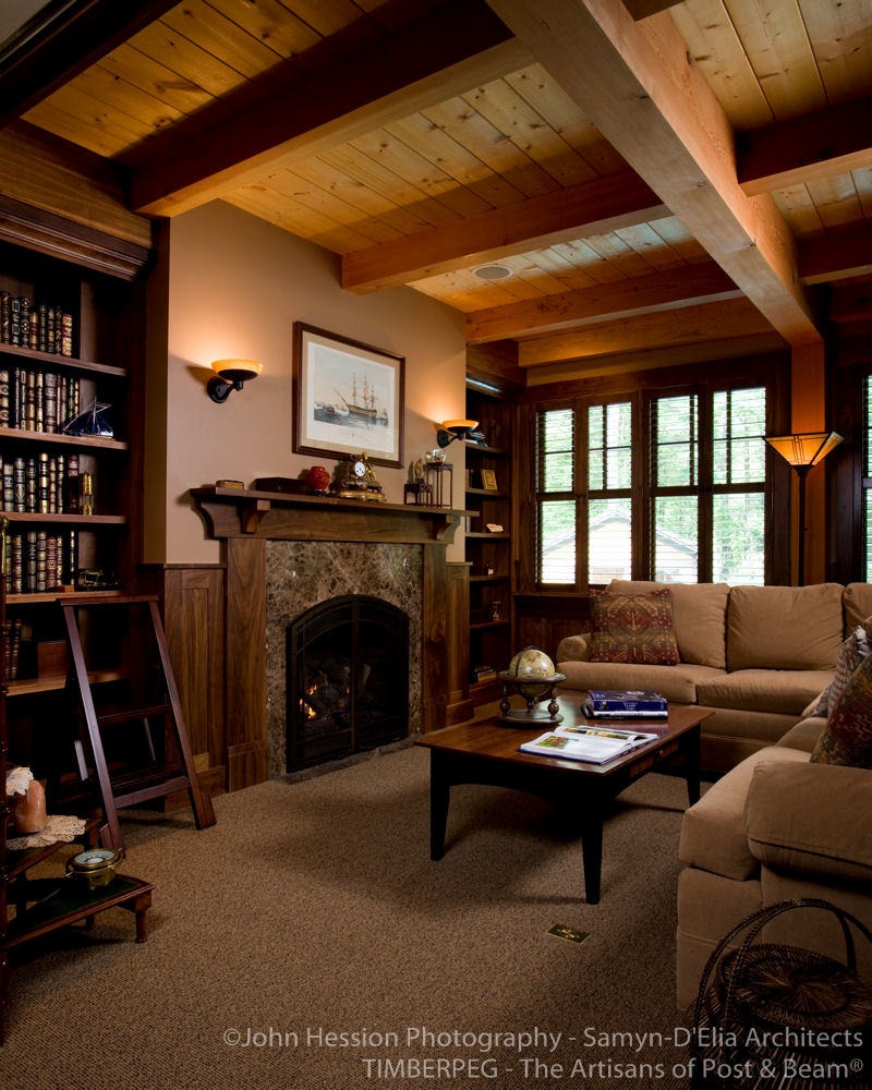 Bedford, NH (5943) study with fireplace and built in bookshelves