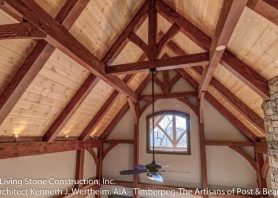 Asheville, NC (T00842) view of cathedral ceiling and timber frame from loft