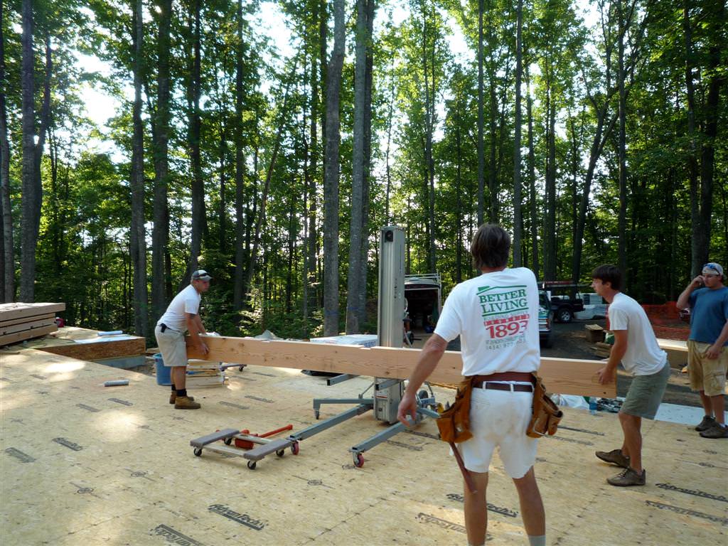 Contemporary Home Earlysville, VA (T00429) first beam being set for construction