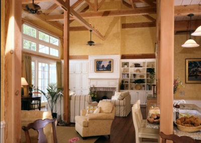 Edisto Islands, SC (5310) main floor living space showing living room, dining area, kitchen island and cathedral ceiling