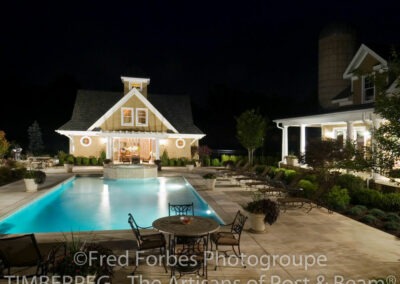 Farmingdale Guest Pool House (5676) exterior at night with