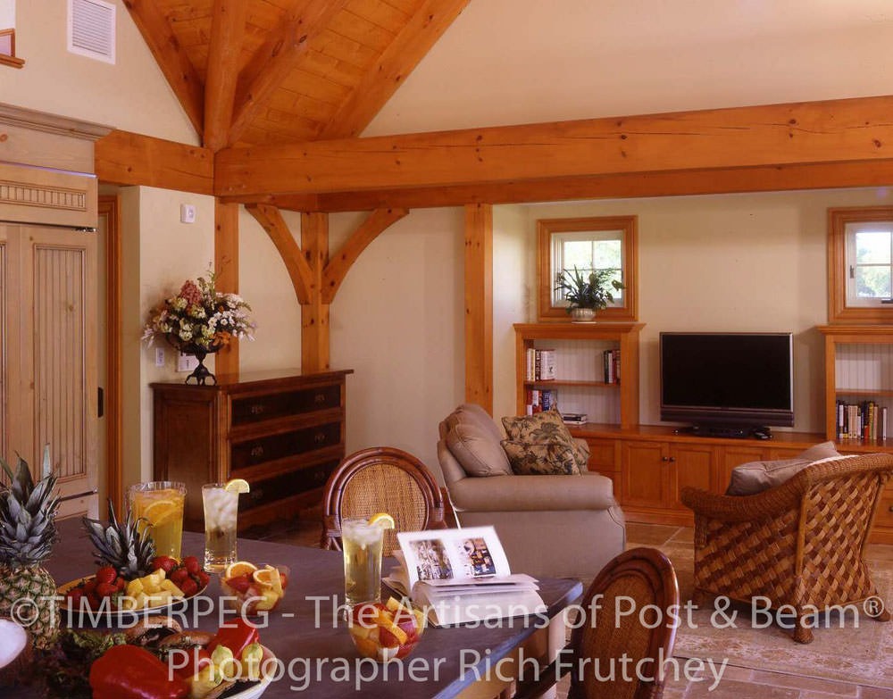 Farmingdale Guest Pool House (5676) sitting room with timber frame