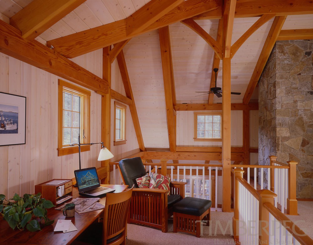 Southwest Harbor, ME (5683) loft office space featuring timber frame