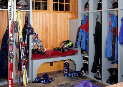 The Ascutney (5719) mudroom with space for skis, ski boots, helmets and other equipment