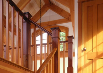 Sunset II, ME (5771) stairway and timber frame ceiling