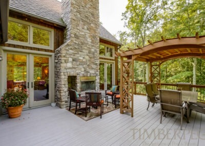Purcellville, VA (5940) deck with pergola and outdoor fireplace