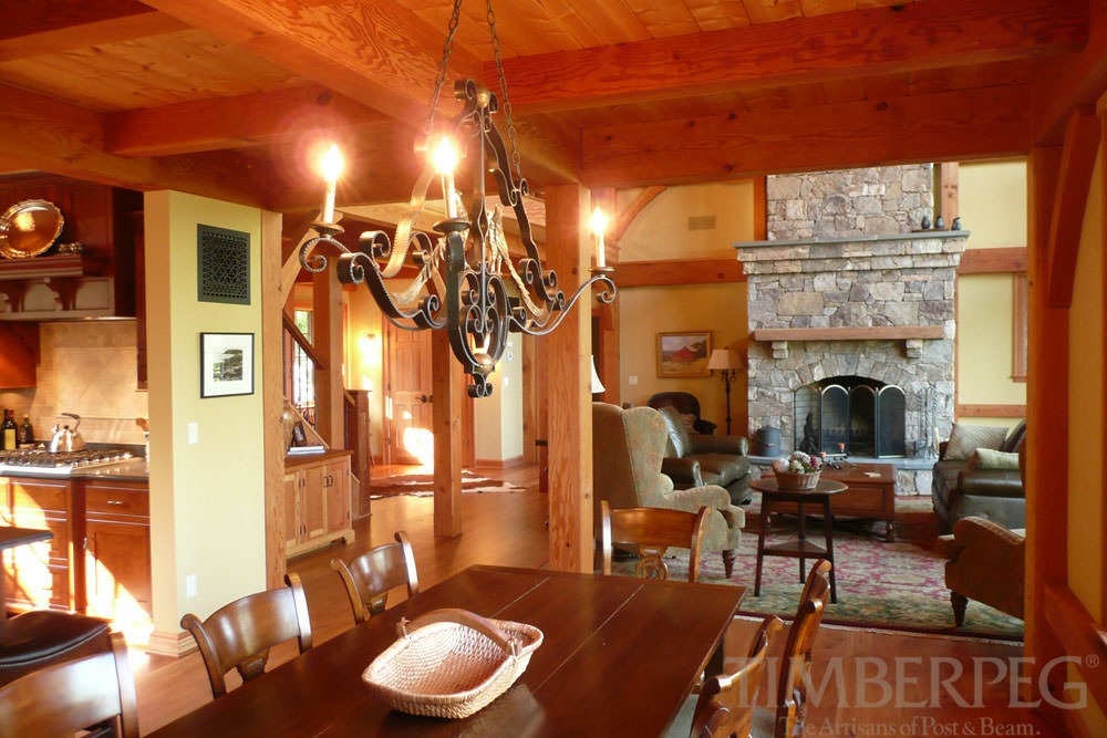 Afton, VA (5961) post and beam interior featuring large fireplace