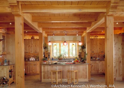 Mills River, NC (6049) kitchen with timber frame