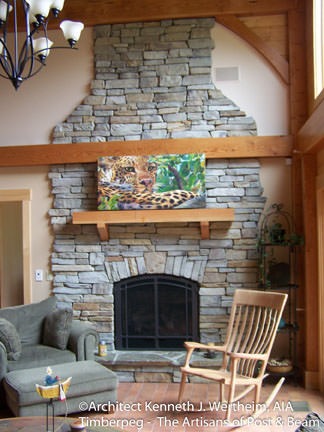 Arden, NC (T00304) great room stone fireplace