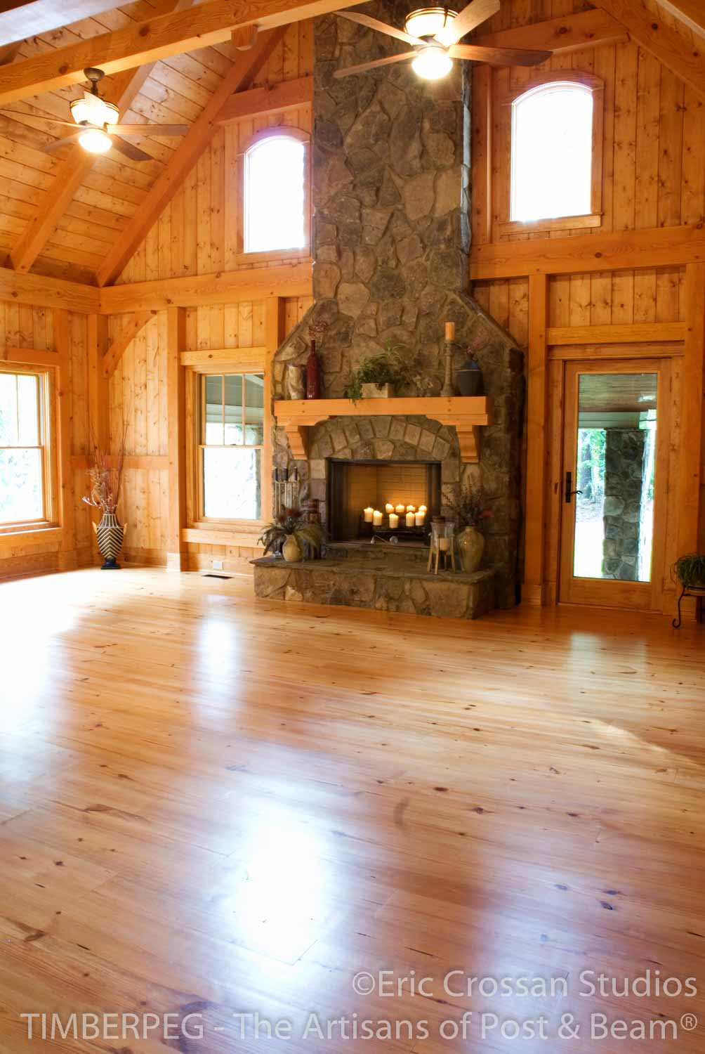 Normandy Glenn, NC (5787) great room featuring large, rustic stone fireplace