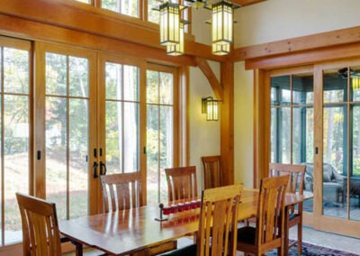 Arts & Crafts dining area with cathedral ceiling
