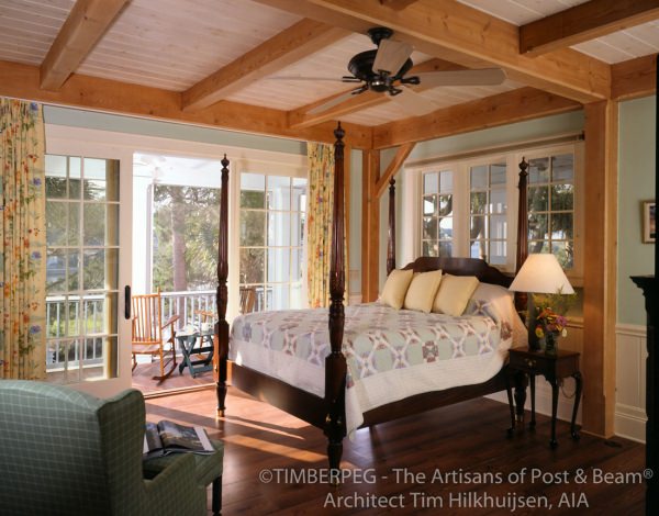 bedroom with timber frame