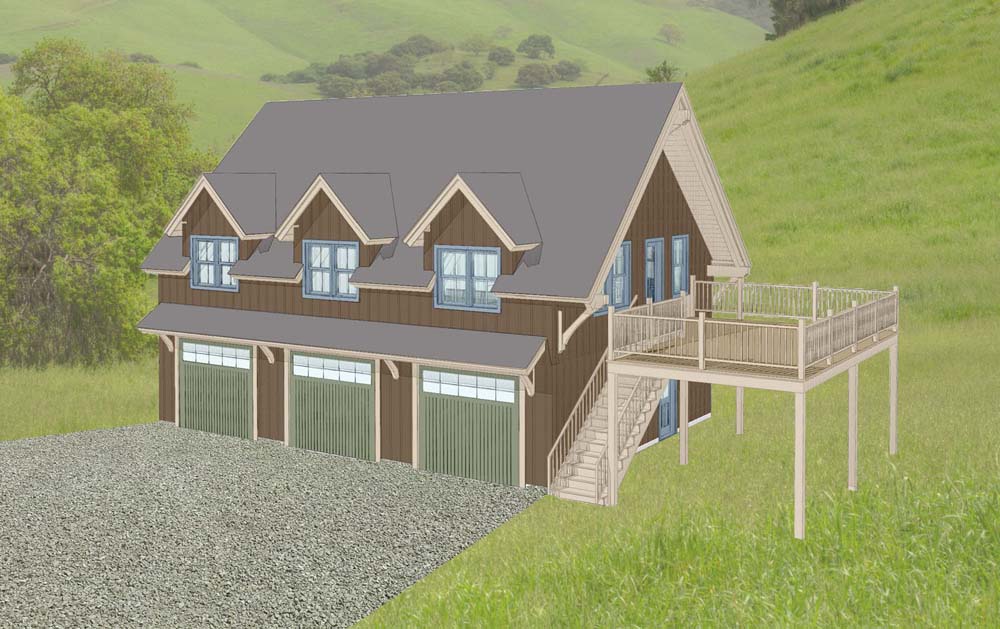 Mountain Ranch, CA (T01085) carriage house rendering