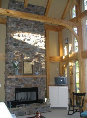 The Lake Anna (5466) interior great room with stone fireplace