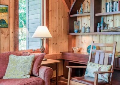 Leconte, Asheville, NC (5607) living room or den with timber frame built-in shelves
