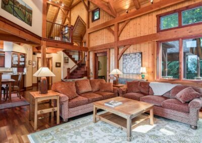Leconte, Asheville, NC (5607) great room with cathedral ceiling and timber frame