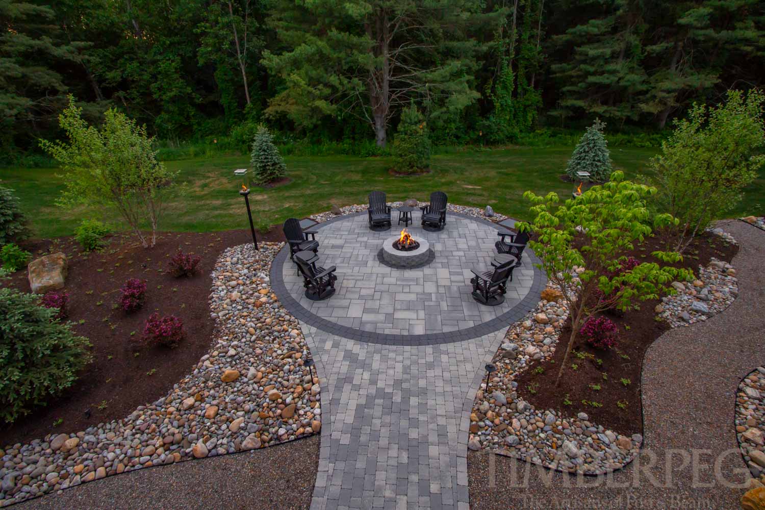 Clifton Park NY - Van Patten Golf Club (T01003) aerial view of fire pit and patio