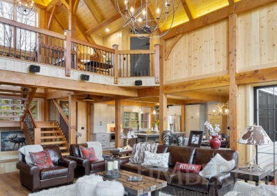 Ludlow, Vermont Ski Home great room view up to loft