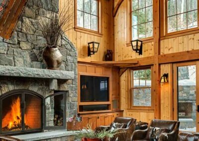Loon Mountain Ski Home fireplace and great room