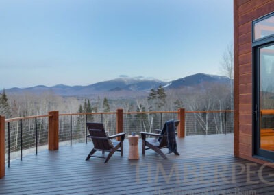 Franconia Mountain Modern T01265 view from deck out to white mountains of new hampshire