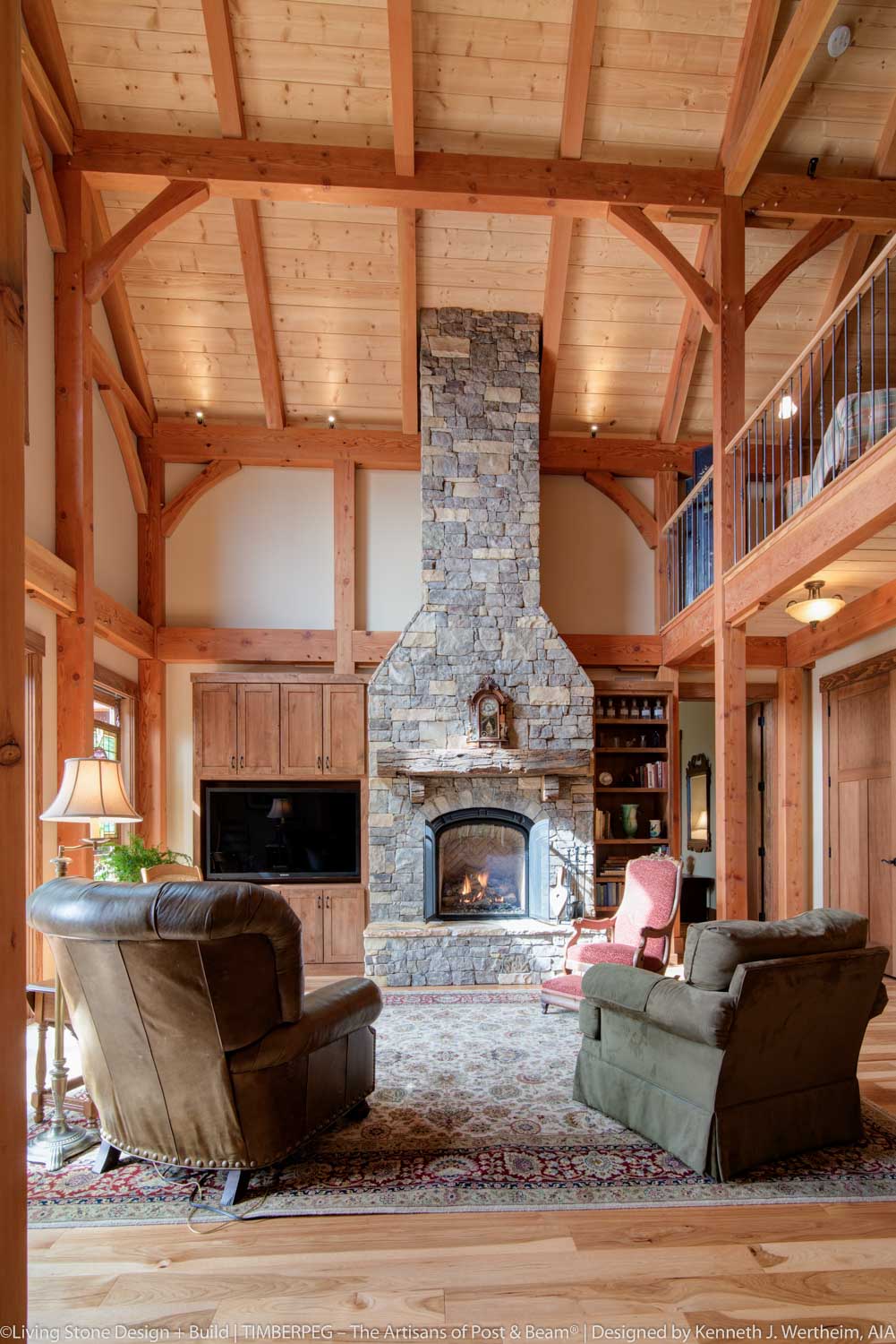Peach Tree Knob fireplace and cathedral ceiling great room
