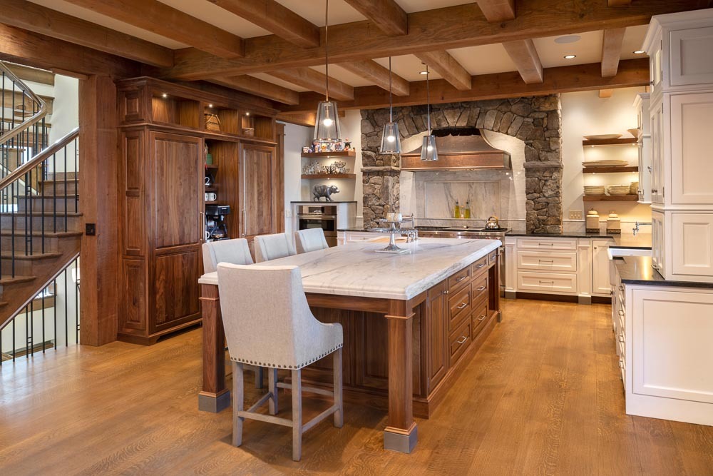 Loon Mountain kitchen with stonework and large island