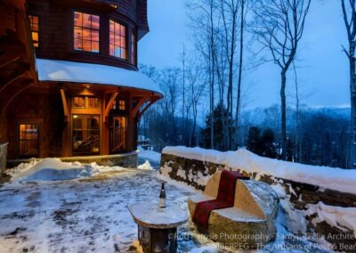 Loon Mountain Ski Home snowy patio
