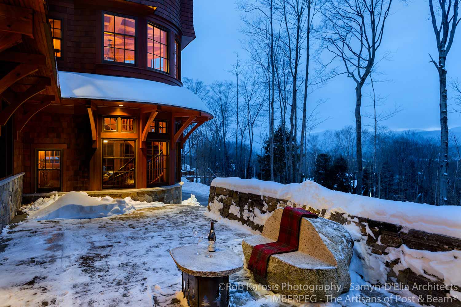 Loon Mountain Ski Home snowy patio