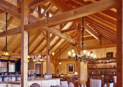 Lahontan interior with timber frame