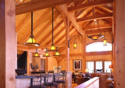 Lahontan kitchen view of timber frame ceiling