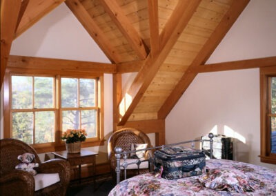 4551 Beam on the Rocks bedroom with cathedral ceiling and timber frame