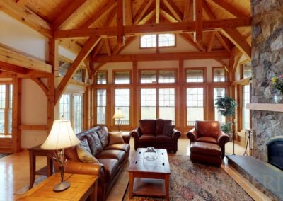 great room cathedral ceilings and timber frame Harrisville (5447)