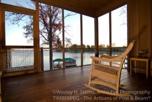 Lake Norman screened porch view towards waterfront