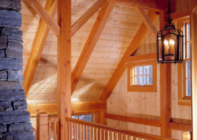 The Ascutney (5719) loft view of timber framing