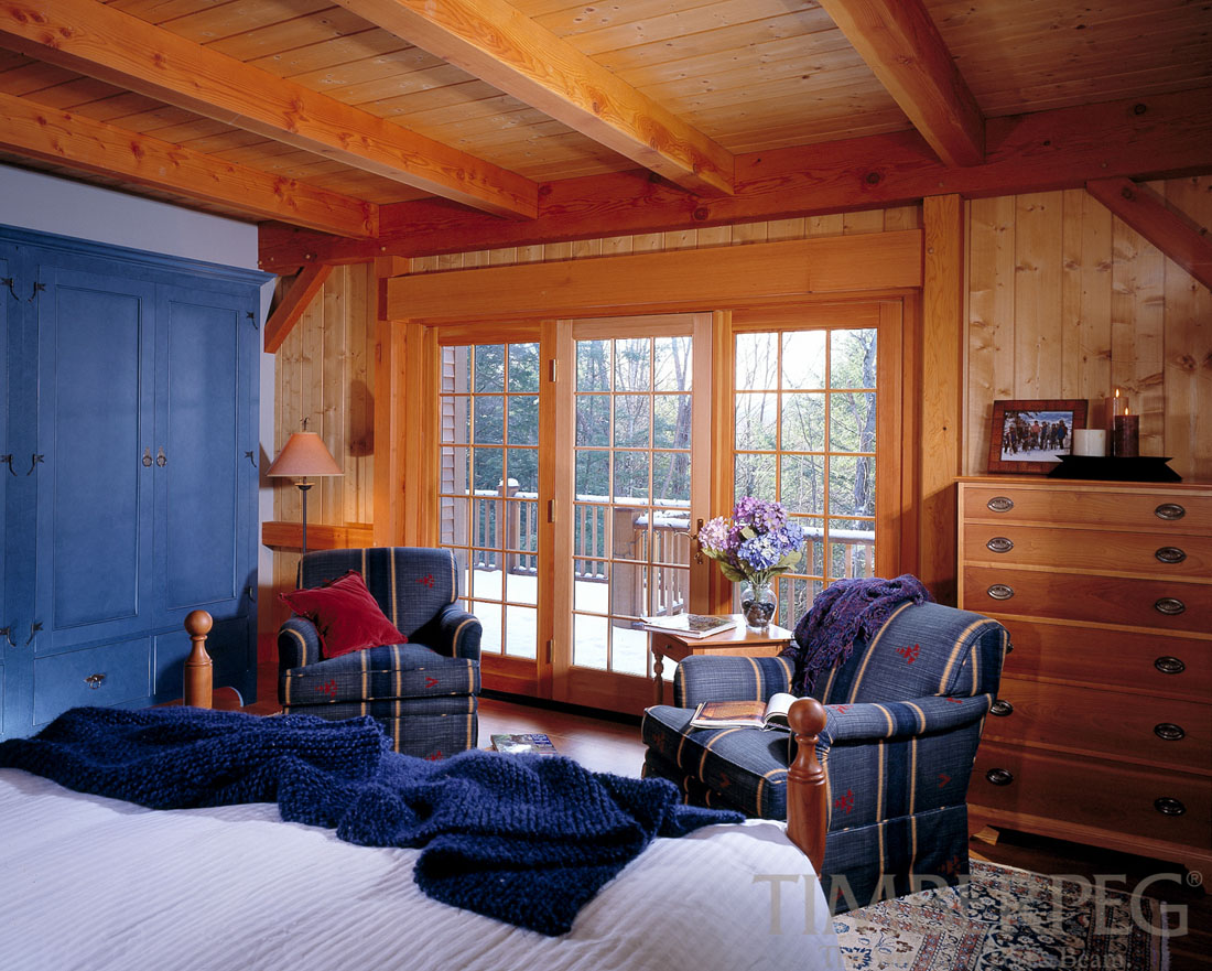 The Ascutney (5719) bedroom with timber frame ceiling